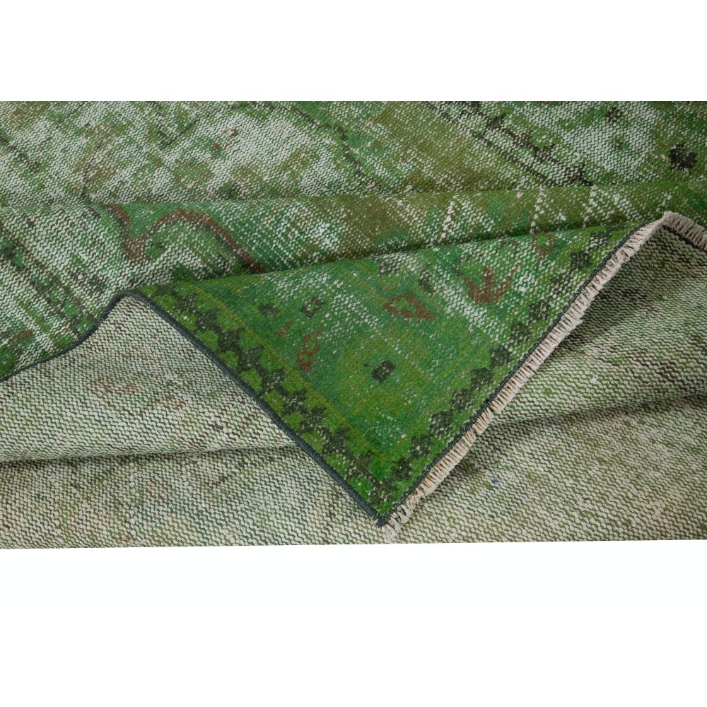 Handmade Turkish Area Rug in Green, Modern Home Decor Carpet, Art for the Floor
