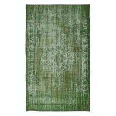 Handmade Turkish Area Rug in Green, Modern Home Decor Carpet, Art for the Floor
