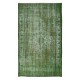 Handmade Turkish Area Rug in Green, Modern Home Decor Carpet, Art for the Floor