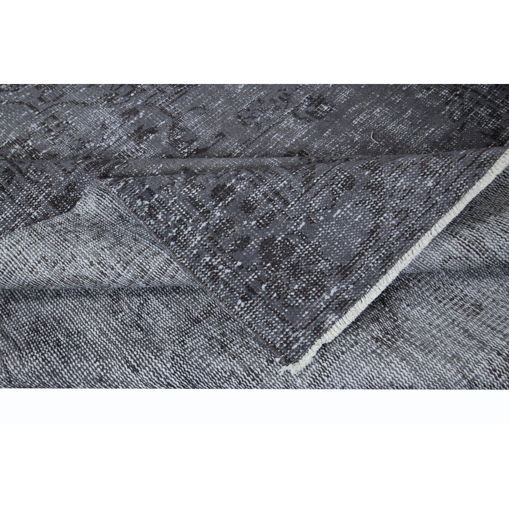 Distressed Handmade Gray Area Rug, Turkish Wool Carpet, Ideal for Modern Interiors