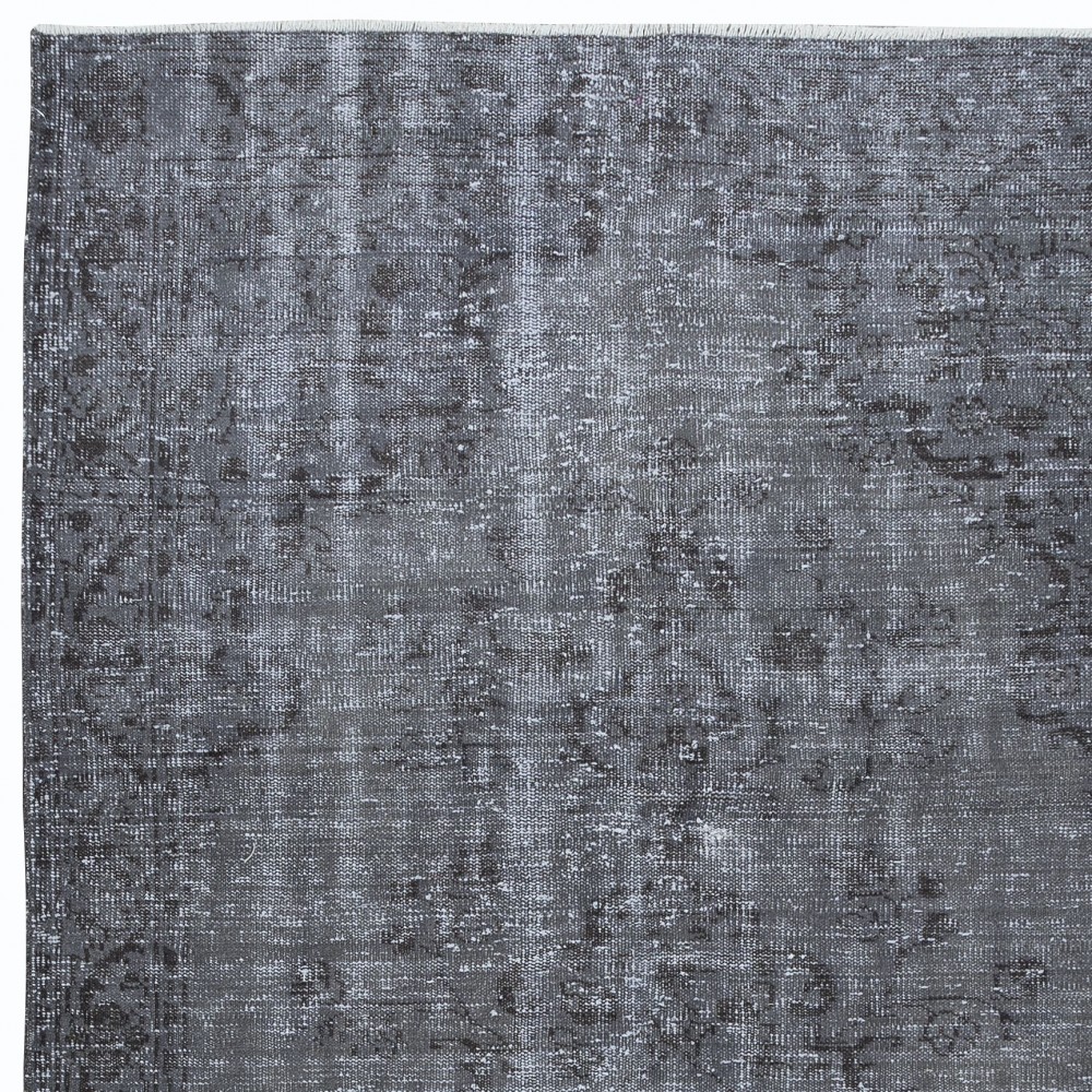 Distressed Handmade Gray Area Rug, Turkish Wool Carpet, Ideal for Modern Interiors