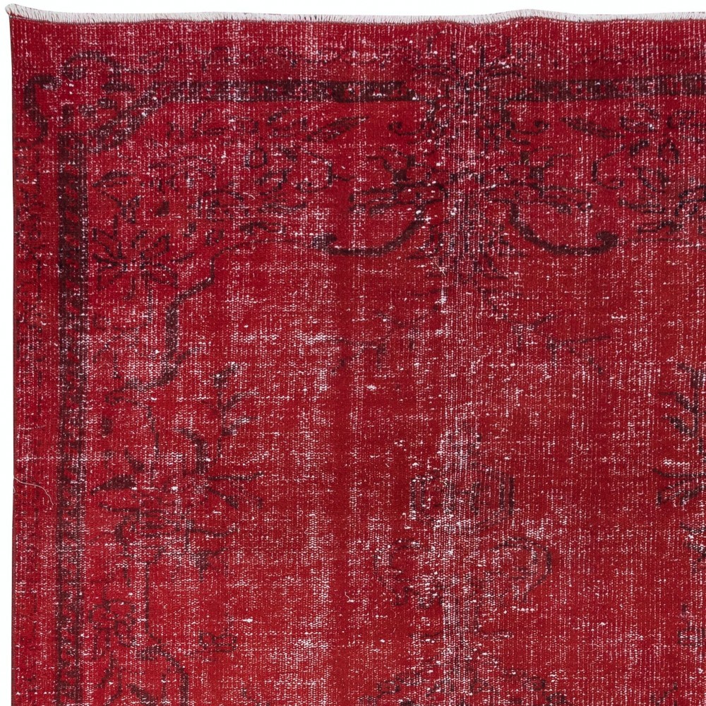 Modern Area Rug in Red, Handwoven and Handknotted in Turkey
