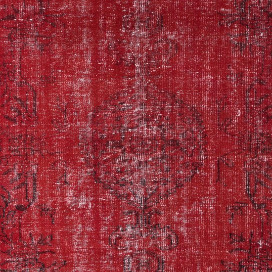Modern Area Rug in Red, Handwoven and Handknotted in Turkey