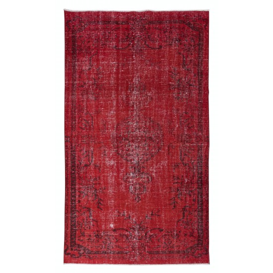 Modern Area Rug in Red, Handwoven and Handknotted in Turkey
