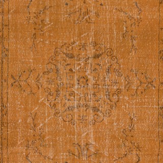 Hand Knotted Art Deco Wool Rug, Orange Carpet for Dining Room, Living Room & Bedroom Decor