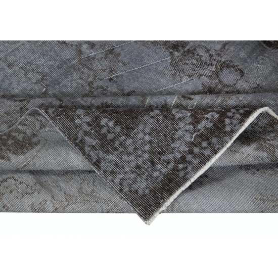Contemporary Overdyed Hand Knotted Wool Grey Area Rug from Turkey