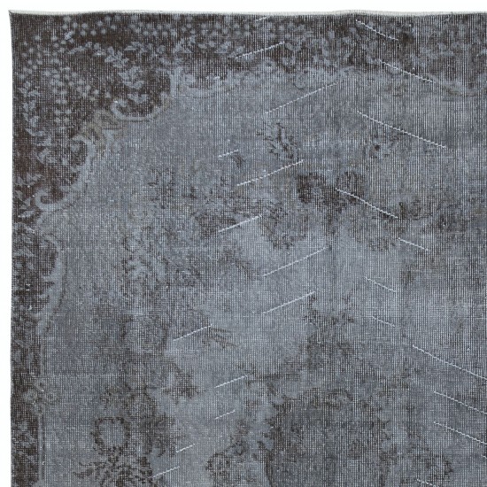 Contemporary Overdyed Hand Knotted Wool Grey Area Rug from Turkey