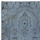 Contemporary Hand-Made Sky Blue Turkish Rug with French Aubusson Style