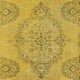 Upcycled Handmade Turkish Area Rug, Yellow Over-Dyed Carpet with Medallion Design