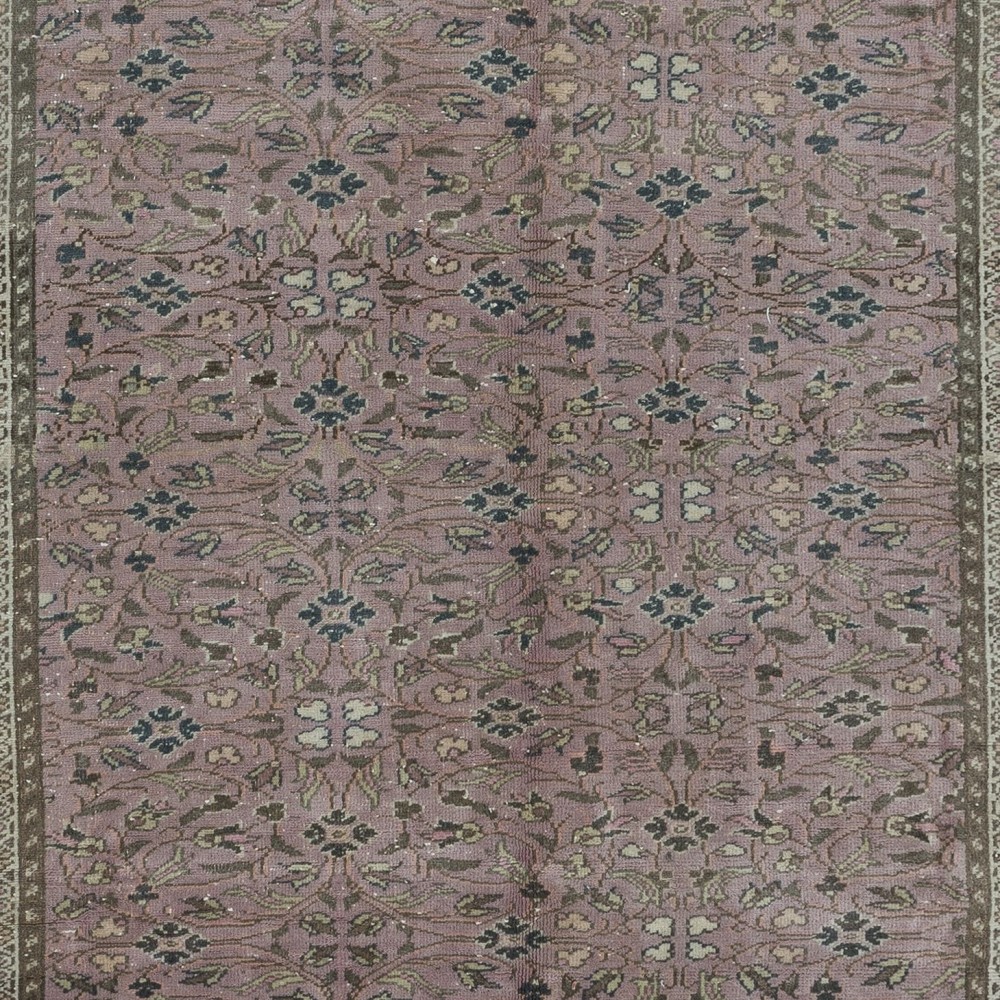 Traditional Vintage Handmade Turkish Area Rug with Floral Design