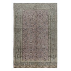 Traditional Vintage Handmade Turkish Area Rug with Floral Design