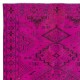 Modern Handmade Bohemian Eclectic Style Turkish Area Rug with Medallions in Hot Pink