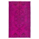 Elegant Modern Handmade Turkish Area Rug with Medallions in Hot Pink