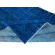 Overdyed Wool Blue Area Rug, Handmade in Turkey, Modern Upcycled Carpet