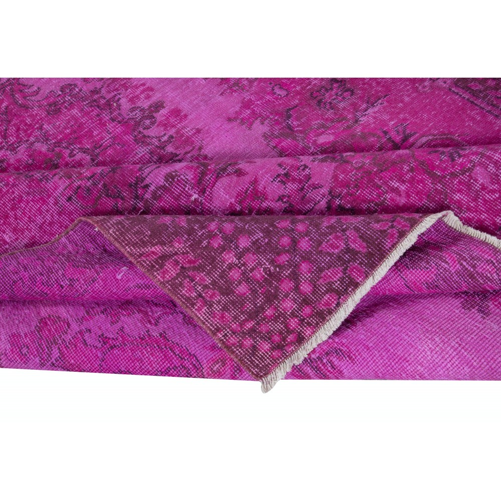 Modern Hand Knotted Turkish Rug with Medallion Design in Pink