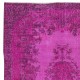 Modern Hand Knotted Turkish Rug with Medallion Design in Pink