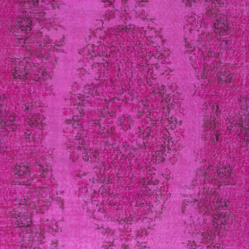 Modern Hand Knotted Turkish Rug with Medallion Design in Pink