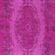Modern Hand Knotted Turkish Rug with Medallion Design in Pink