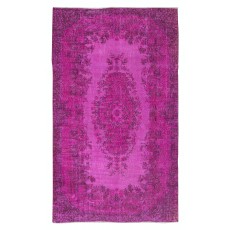 Modern Hand Knotted Turkish Rug with Medallion Design in Pink