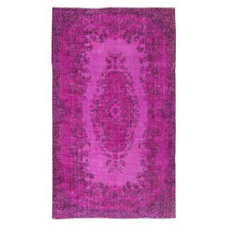 Modern Hand Knotted Turkish Rug with Medallion Design in Pink
