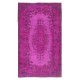 Modern Hand Knotted Turkish Rug with Medallion Design in Pink