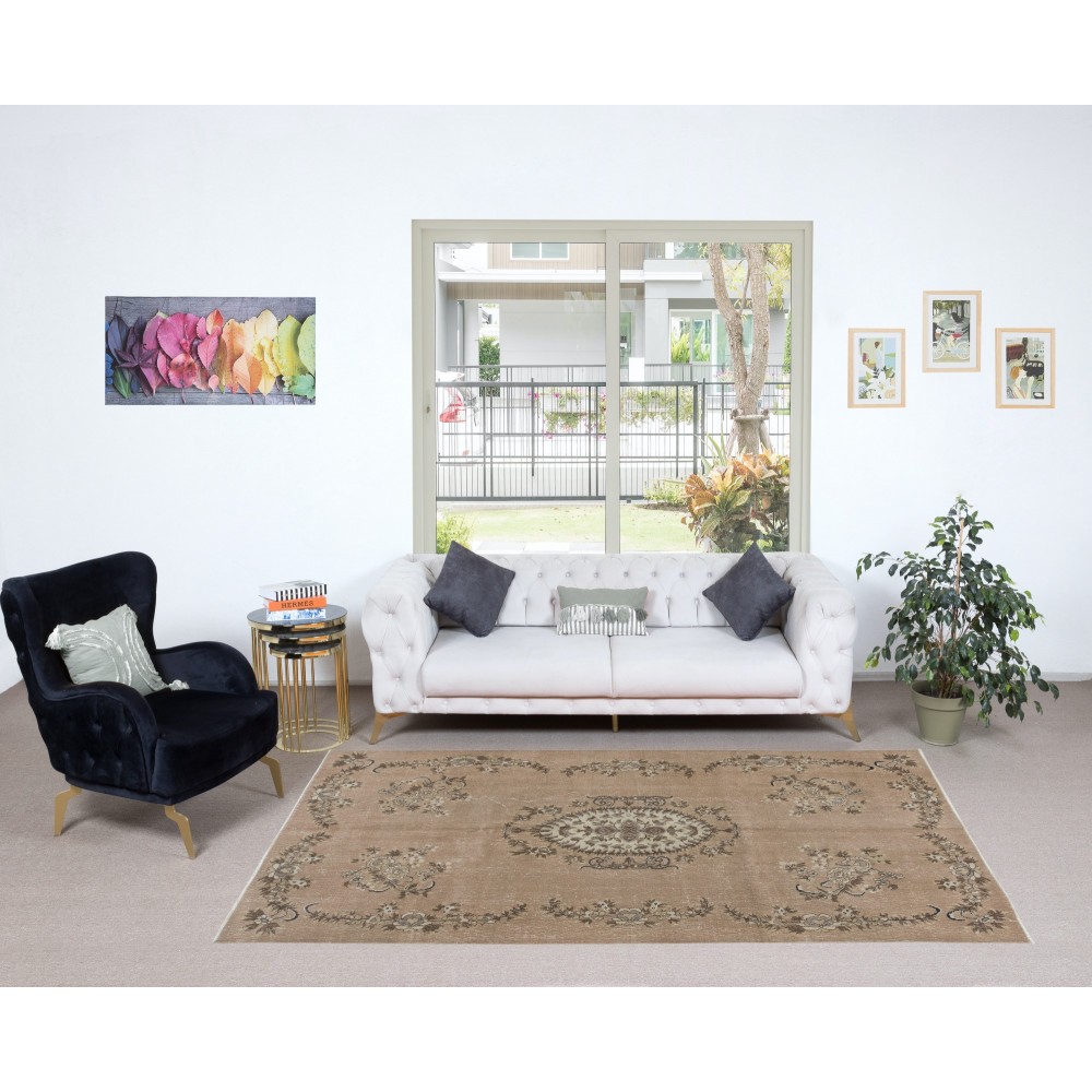 Aubusson French Area Rug, Handmade Turkish Carpet for Country Homes, Rustic Floor Covering