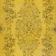 Decorative Yellow Handmade Room Size Rug, Upcycled Turkish Carpet with Medallion Design