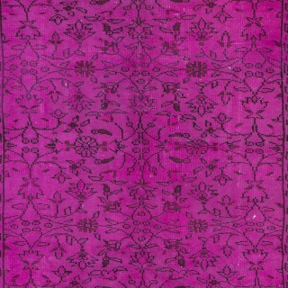 Modern Floral Pattern Rug in Pink, Handwoven and Handknotted in Turkey