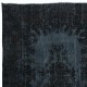 Handmade Area Rug in Black with Medallion, Modern Turkish Carpet