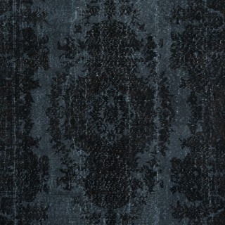 Handmade Area Rug in Black with Medallion, Modern Turkish Carpet