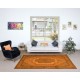 Modern Handmade Turkish Area Rug with Medallion Design in Orange