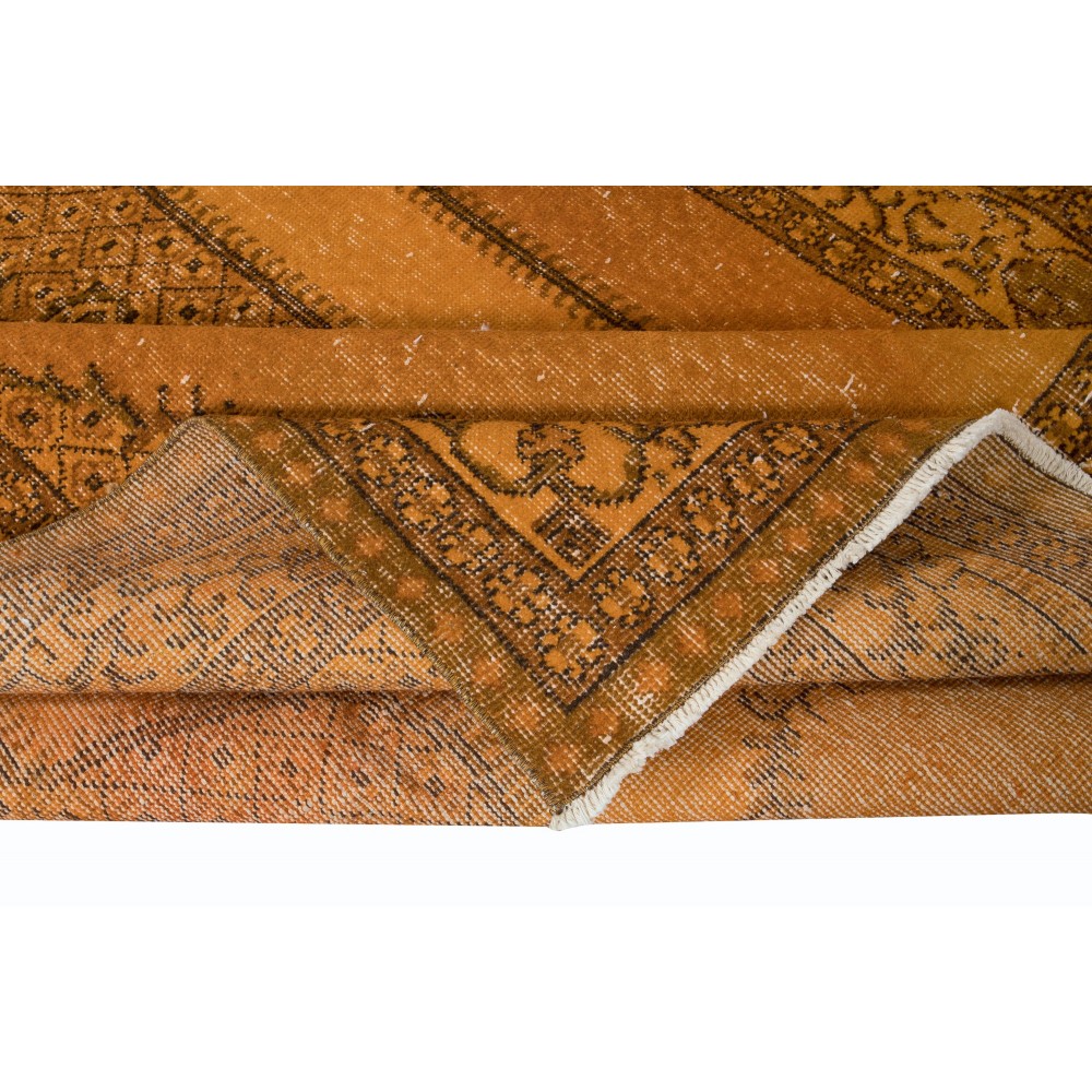 Modern Handmade Turkish Area Rug with Medallion Design in Orange