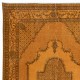 Modern Handmade Turkish Area Rug with Medallion Design in Orange