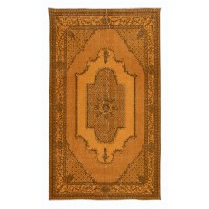 Modern Handmade Turkish Area Rug with Medallion Design in Orange