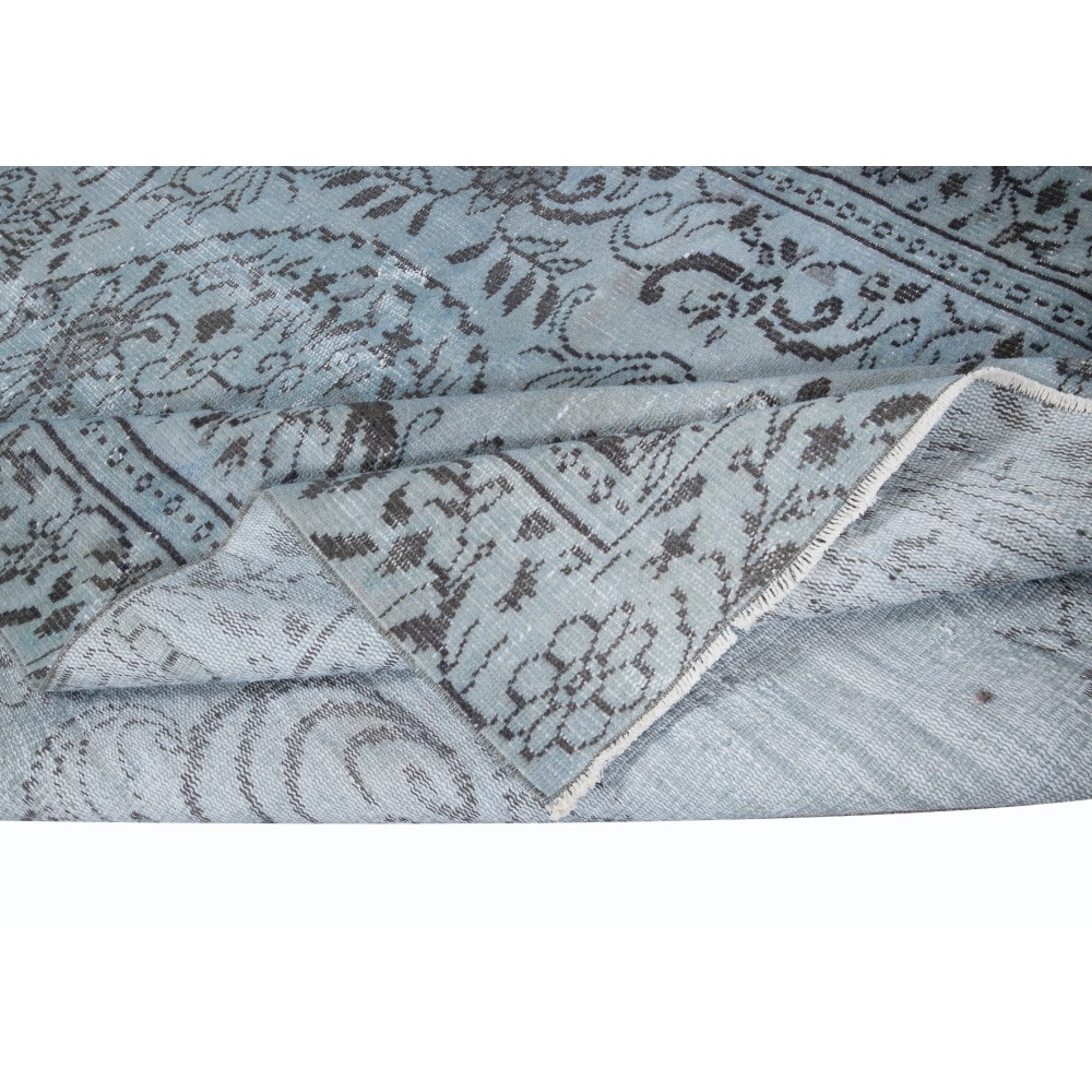 Unique Handmade Rug in Sky Blue, Modern Turkish Carpet in Light Blue