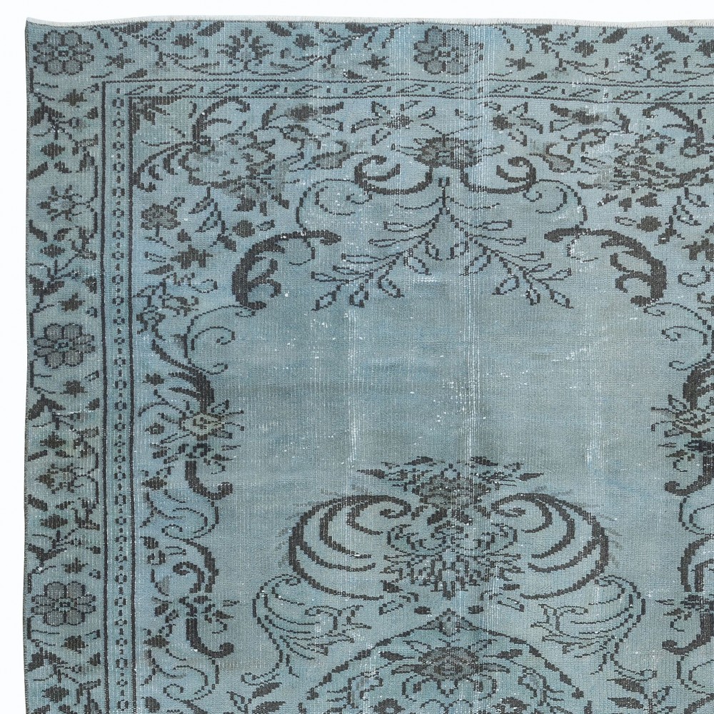 Unique Handmade Rug in Sky Blue, Modern Turkish Carpet in Light Blue
