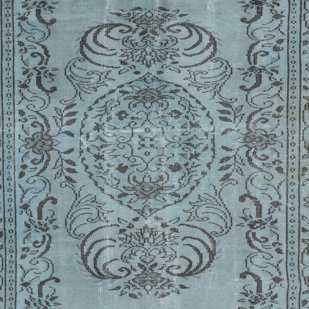 Unique Handmade Rug in Sky Blue, Modern Turkish Carpet in Light Blue