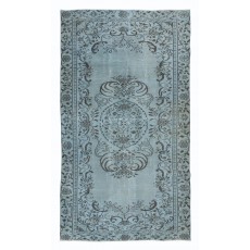 Unique Handmade Rug in Sky Blue, Modern Turkish Carpet in Light Blue