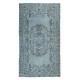 Unique Handmade Rug in Sky Blue, Modern Turkish Carpet in Light Blue