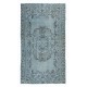 Unique Handmade Rug in Sky Blue, Modern Turkish Sparta Carpet in Light Blue