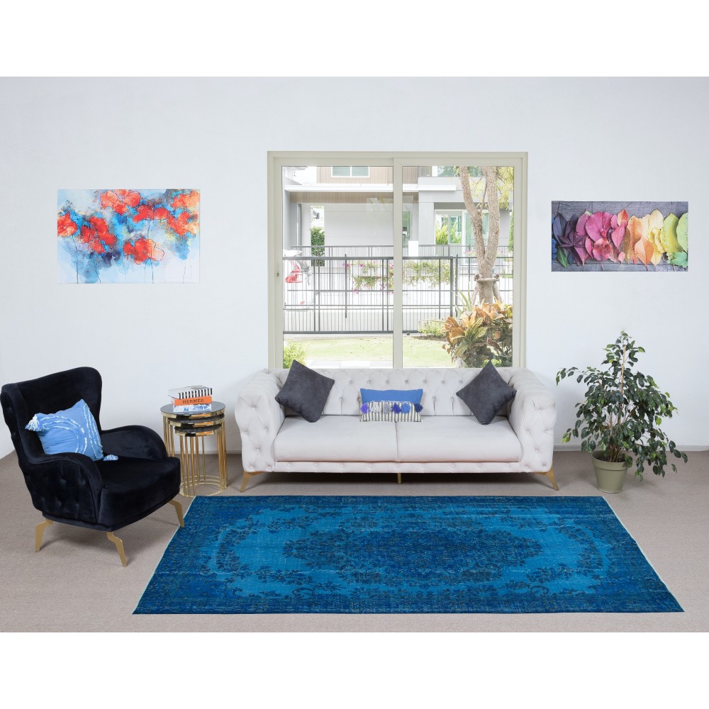 Blue Home Decor Carpet, Handmade Turkish Rug, Great 4 Modern Interiors