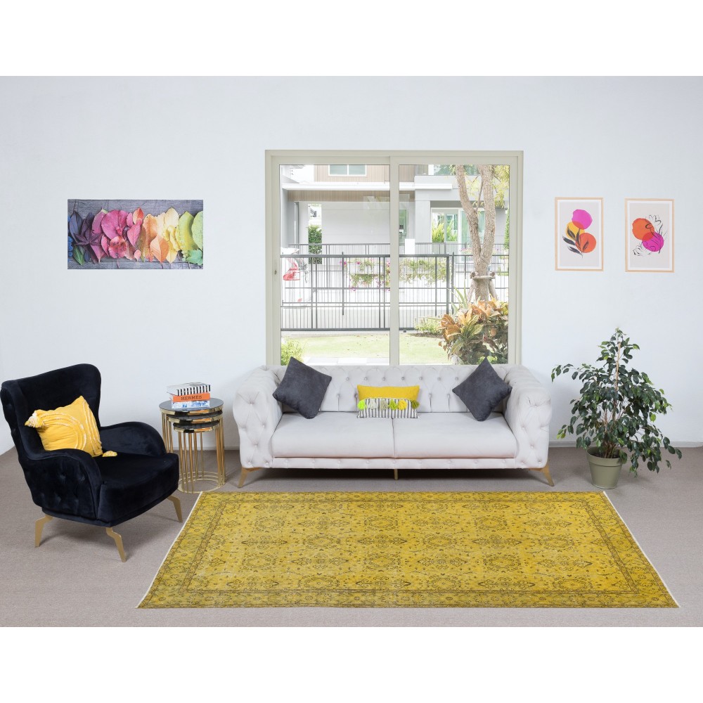 Modern Handmade Floral Pattern Turkish Area Rug, Upcycled Wool Carpet
