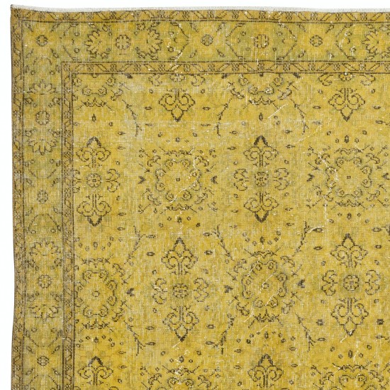 Modern Handmade Floral Pattern Turkish Area Rug, Upcycled Wool Carpet