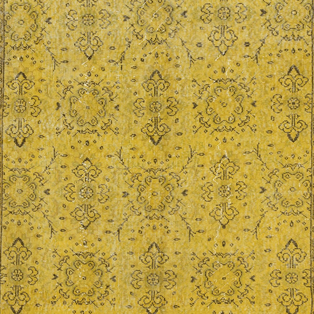 Modern Handmade Floral Pattern Turkish Area Rug, Upcycled Wool Carpet