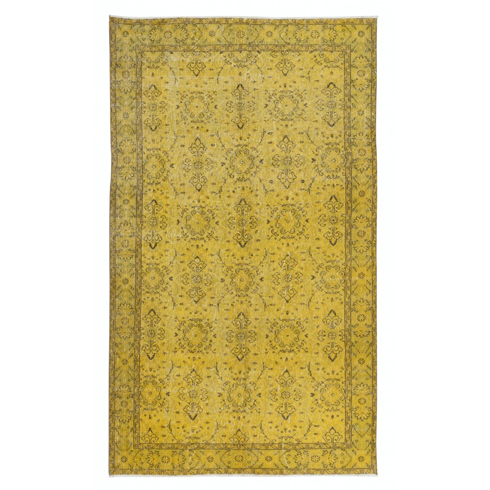 Modern Handmade Floral Pattern Turkish Area Rug, Upcycled Wool Carpet