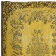 Contemporary Living Room Carpet in Yellow, Hand Knotted Turkish Area Rug with Medallion Design