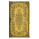 Contemporary Living Room Carpet in Yellow, Hand Knotted Turkish Area Rug with Medallion Design