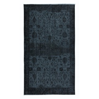 Black Wool Area Rug for Modern Interiors, Hand-Knotted in Turkey