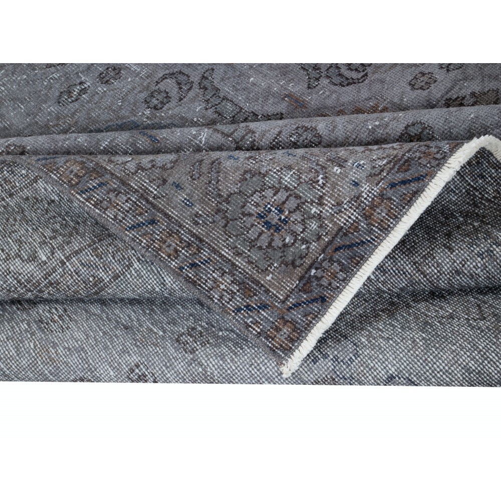 Traditional Handmade Rug in Iron Gray Color, Modern Home Decor Carpet from Turkey