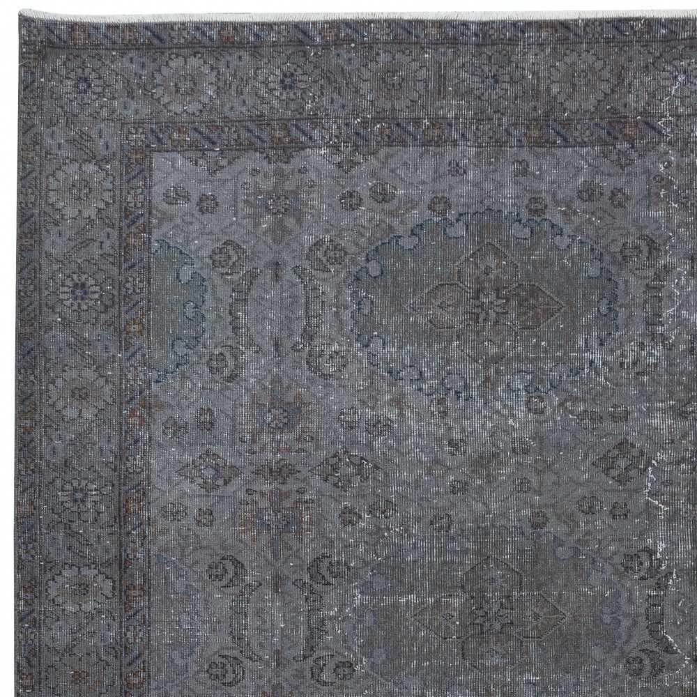 Traditional Handmade Rug in Iron Gray Color, Modern Home Decor Carpet from Turkey